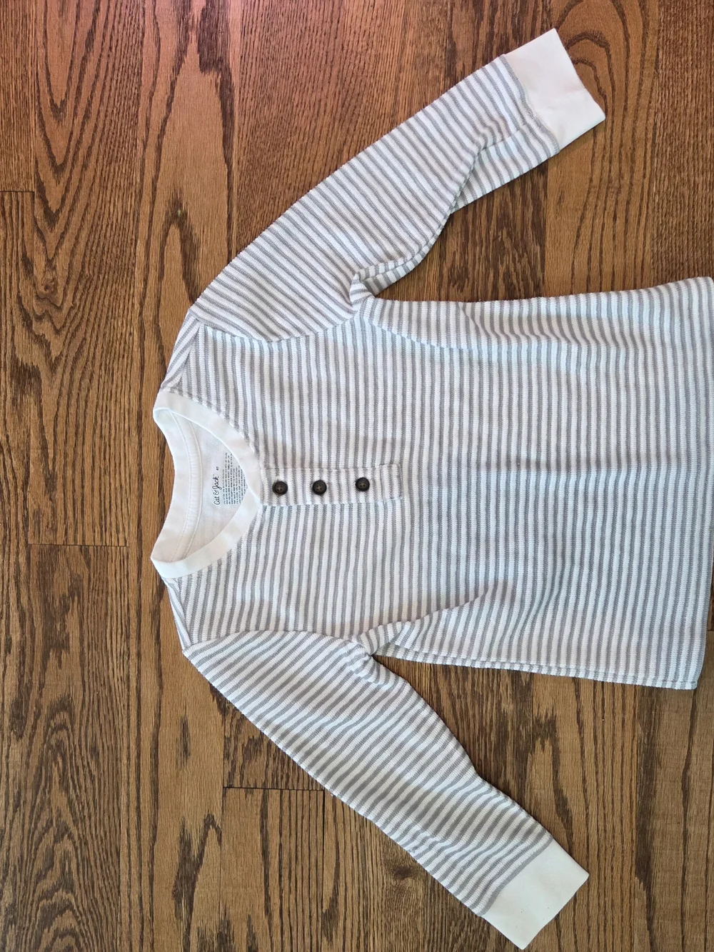 Cat & Jack White and Light Gray Striped Long-Sleeve Henley